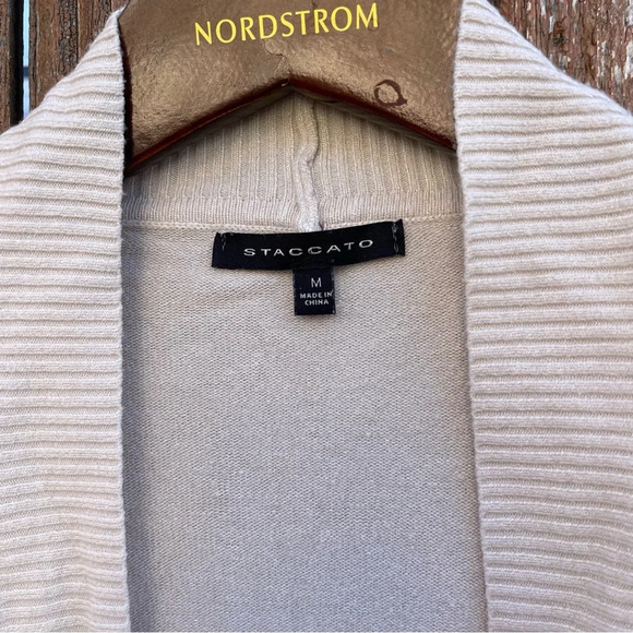 STACCATO Women’s Cream Cardigan Open Front Pockets Size Medium - Picture 3 of 12